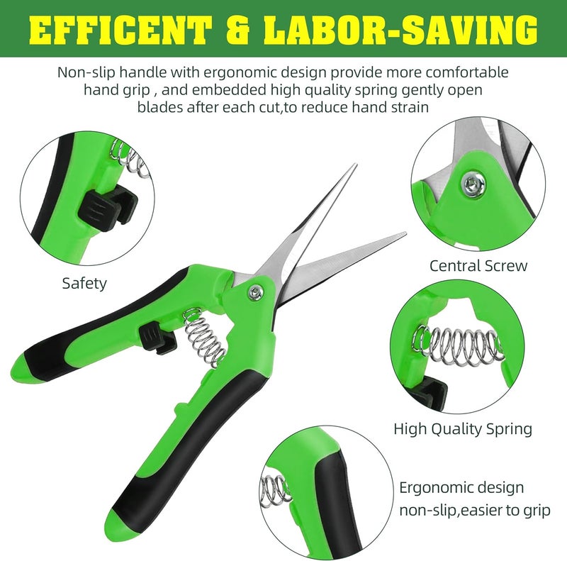 EWPJDK 4 Pack Garden Shears, Stainless Steel Shears Gardening Tools, Scissors, Garden Clippers, Pruning Shears for Gardening Shears & Scissors (Green) - Image 4